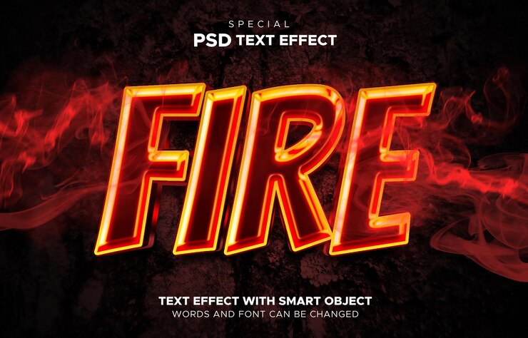Modelo de efeito de texto vermelho escuro de efeito de texto de fogo com uso de estilo 3d para título de título