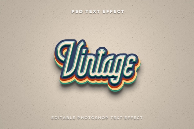 PSD modelo de efeito de texto vintage 3d