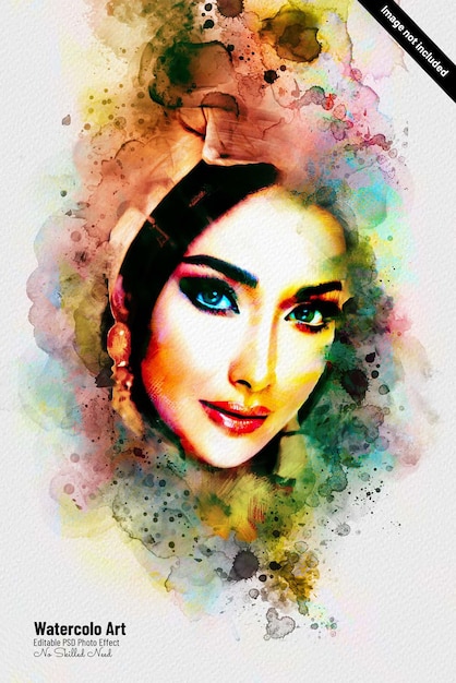 Modelo de efeito fotográfico de aquarela editável