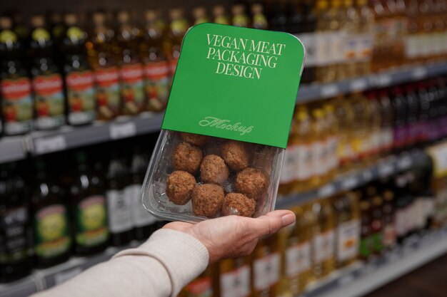 PSD modelo de embalagem de alimentos veganos em supermercados