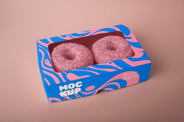 Modelo de embalagem de padaria de donuts