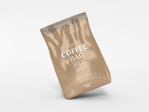 Modelo de embalagem de saco de café de folha brilhante