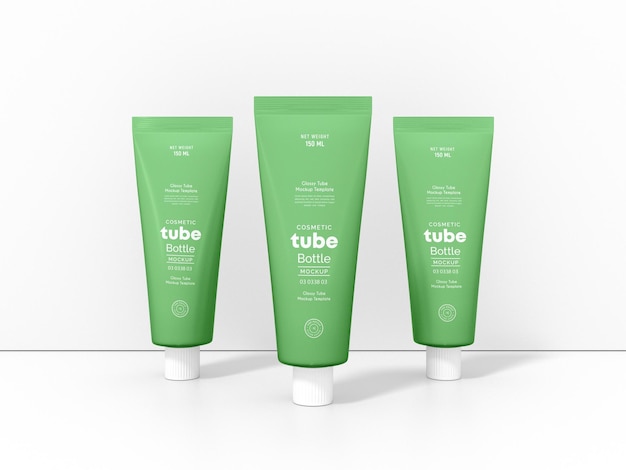 Modelo de embalagem de tubos de plástico brilhante para cosméticos