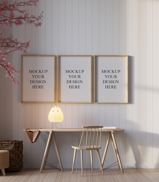 Modelo de escritório doméstico minimalista