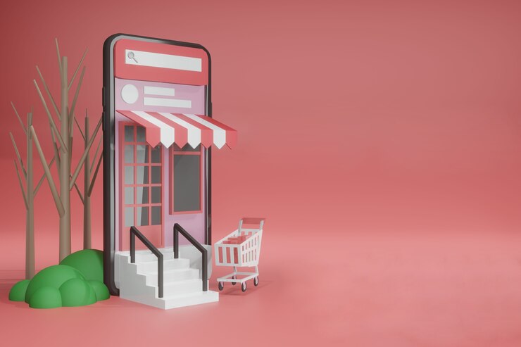 PSD modelo de espaço vazio de renderização 3d maquete de telefone on-line para colocação de produtos