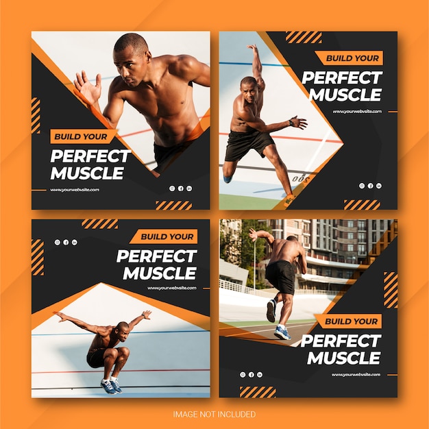 Modelo de esportes do atleta do pacote de postagem do Instagram