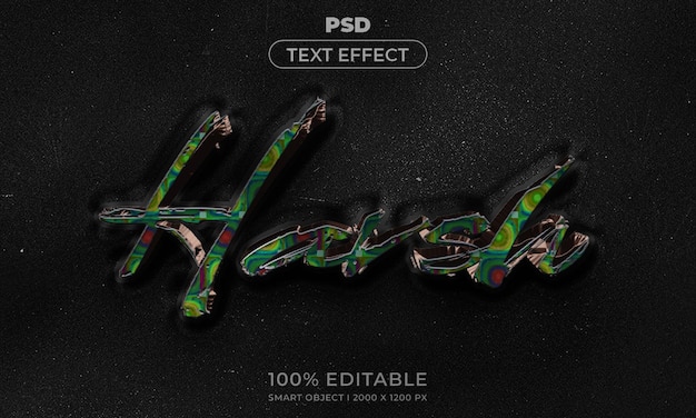 PSD modelo de estilo de efeito de logotipo e texto editável 3d com fundo abstrato escuro