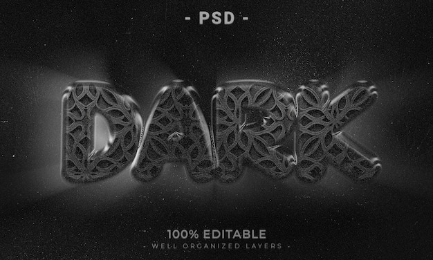 PSD modelo de estilo de efeito de logotipo e texto editável psd 3d com fundo abstrato escuro