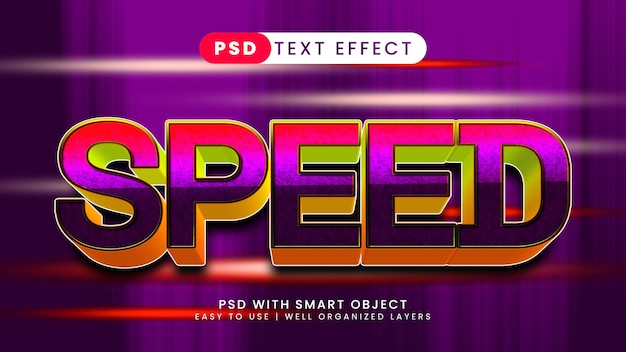 PSD modelo de estilo de efeito de texto editável 3d de corrida de velocidade