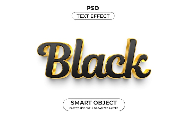 Modelo de estilo de efeito de texto editável em 3D preto