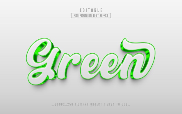 Modelo de estilo de efeito de texto editável premium 3d verde