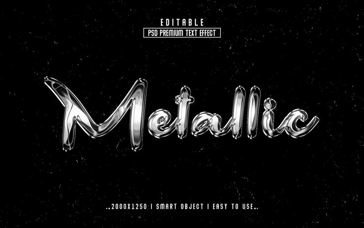 Modelo de estilo de efeito de texto metálico