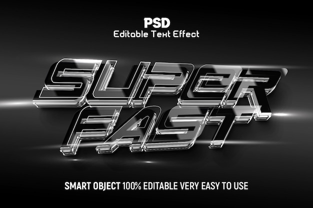 Modelo de estilo de efeito de texto super rápido e editável em 3D