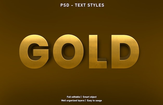 PSD modelo de estilo de efeitos de texto dourado