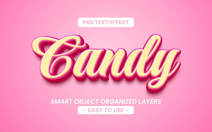 PSD modelo de estilo de tipografia de efeito de texto de doces 3d editável
