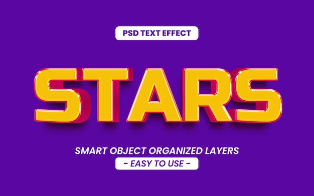 Modelo de estilo de tipografia de efeito de texto de estrelas 3D editáveis