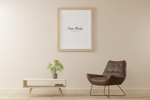 Modelo de estrutura interior minimalista com móveis de madeira