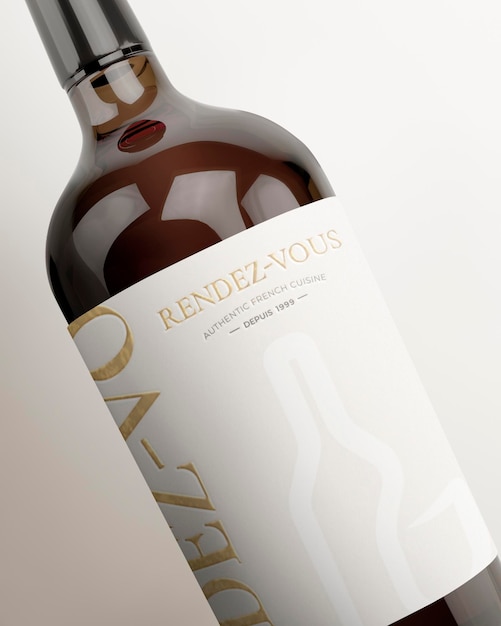 Modelo de etiqueta de vinho psd design de garrafa editável