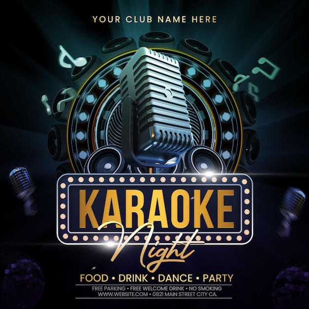 Modelo de evento de promoção de podcast ou karaokê para promoção noturna