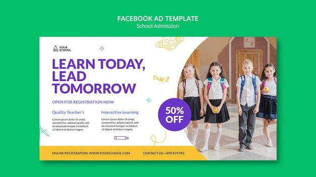 Modelo de facebook de admissão escolar desenhado à mão