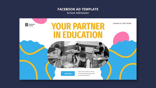 Modelo de facebook de admissão escolar