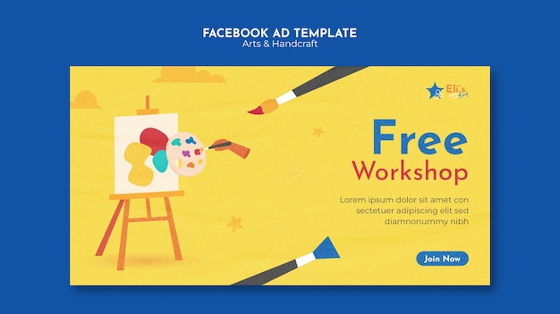 PSD modelo de facebook de artes e artesanato