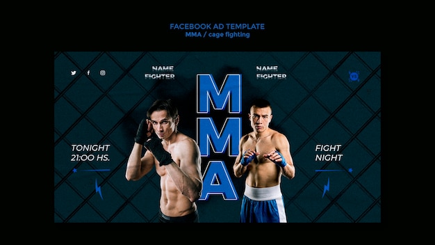 PSD modelo de facebook de artes marciais mistas