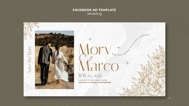 Modelo de facebook de celebração de casamento floral