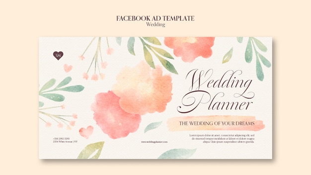 PSD modelo de facebook de celebração de casamento