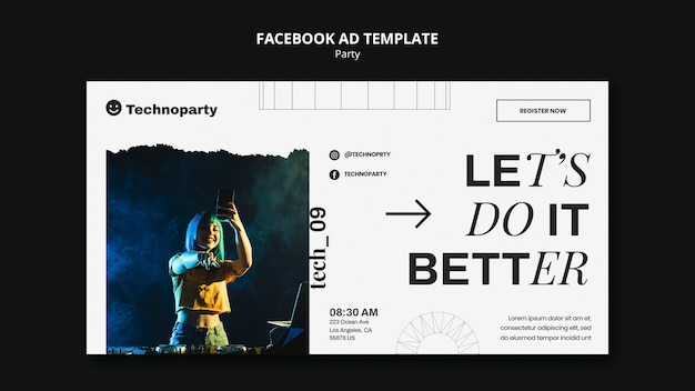 Modelo de facebook de celebração de festa mínima