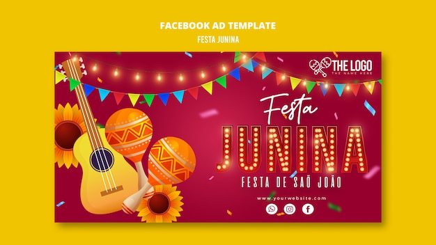 Modelo de facebook de celebração de festas juninas