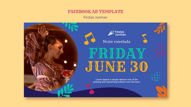 Modelo de facebook de celebração de festas juninas