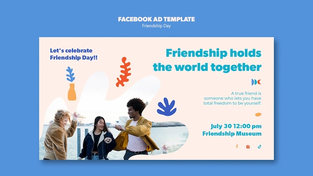 PSD modelo de facebook de celebração do dia da amizade