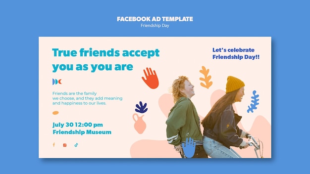 PSD modelo de facebook de celebração do dia da amizade