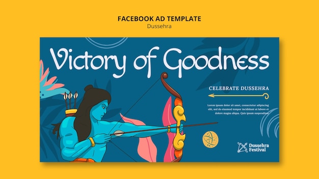 PSD modelo de facebook de celebração dussehra desenhado à mão