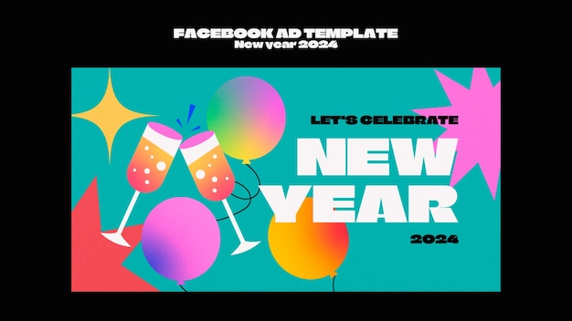 Modelo de Facebook de comemoração de ano novo gradiente