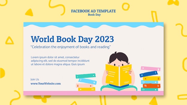 PSD modelo de facebook de comemoração do dia mundial do livro