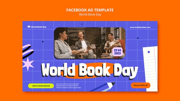 PSD modelo de facebook de comemoração do dia mundial do livro