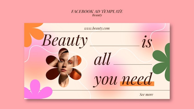 Modelo de facebook de conceito de beleza de design plano