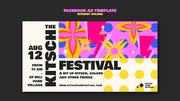 PSD modelo de facebook de cores kitsch