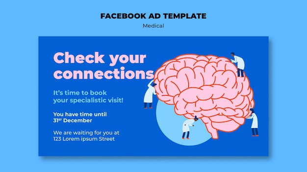 Modelo de facebook de cuidados médicos de design plano