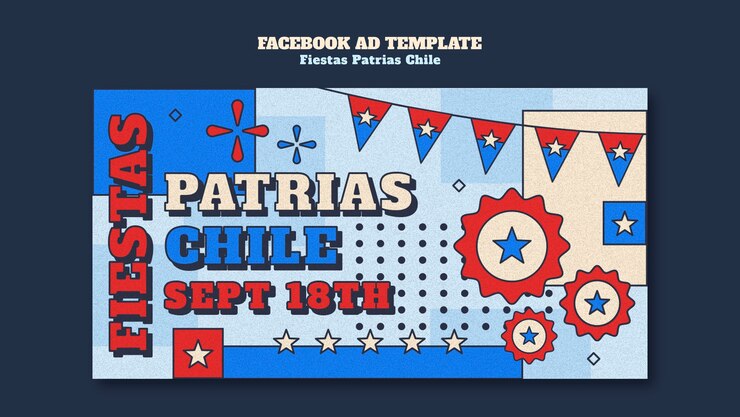 PSD modelo de facebook de design plano fiestas patrias chile