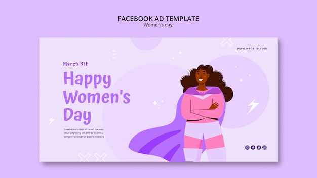 PSD modelo de facebook de dia da mulher de design plano