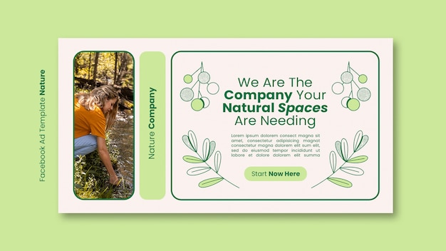 Modelo de facebook de empresa de natureza desenhada à mão