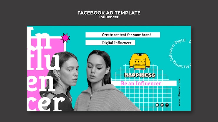 PSD modelo de facebook de estilo de vida de influenciador
