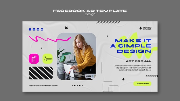 PSD modelo de facebook de estúdio de design plano