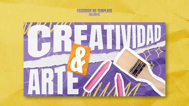 PSD modelo de facebook de evento colorido desenhado à mão