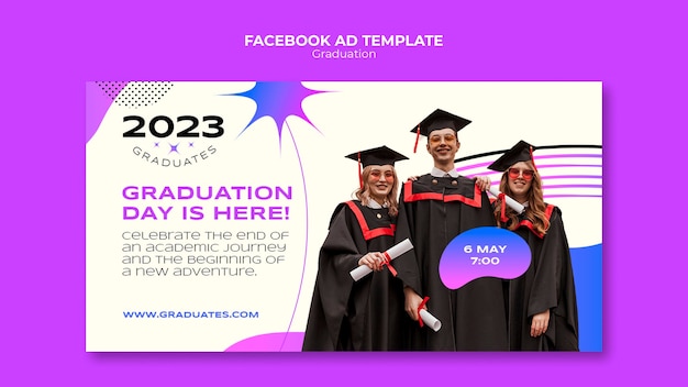 Modelo de facebook de evento de formatura gradiente