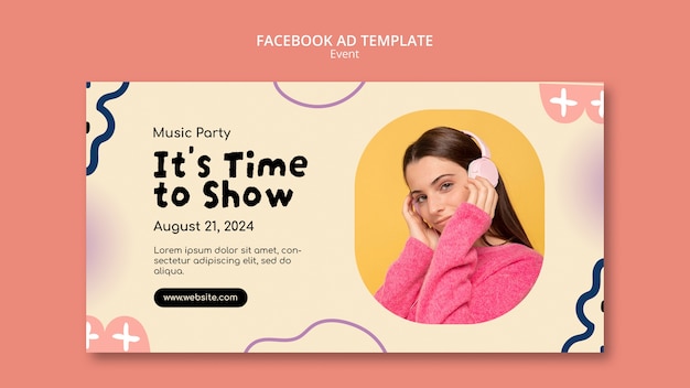 PSD modelo de facebook de evento musical de design plano