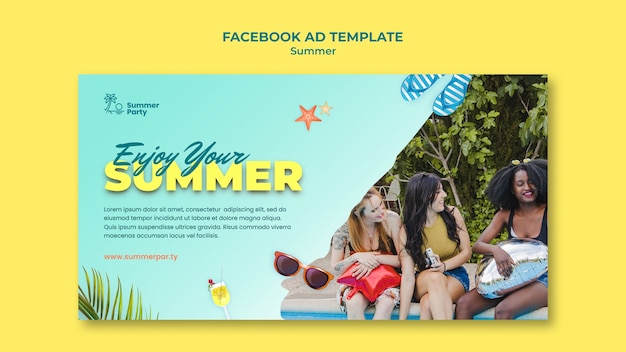 PSD modelo de facebook de férias de verão